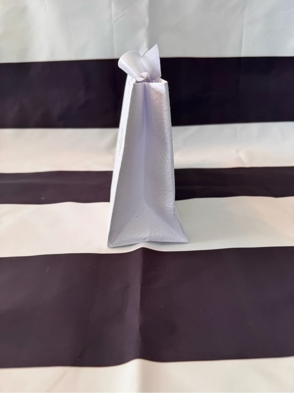 Dior White Textured Gift Bag with Gold Logo and Ribbon